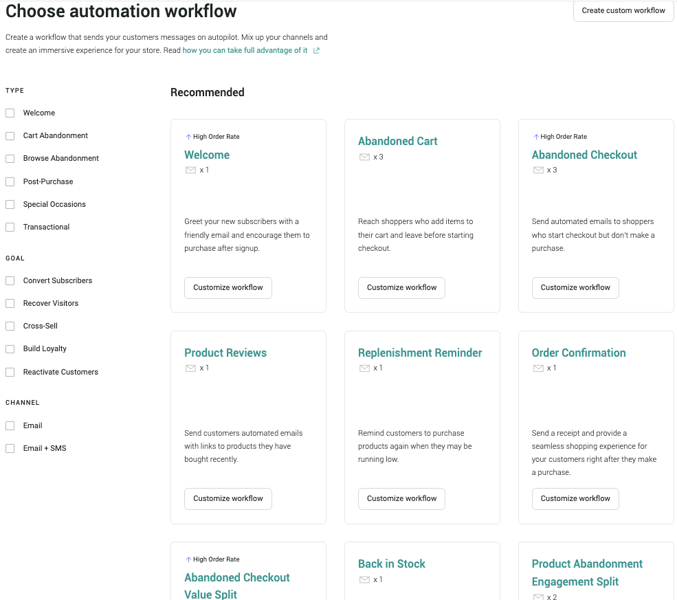 Omnisend marketing automation templates
