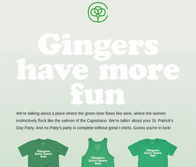 St. Patrick Day email example by Cotton Bureau