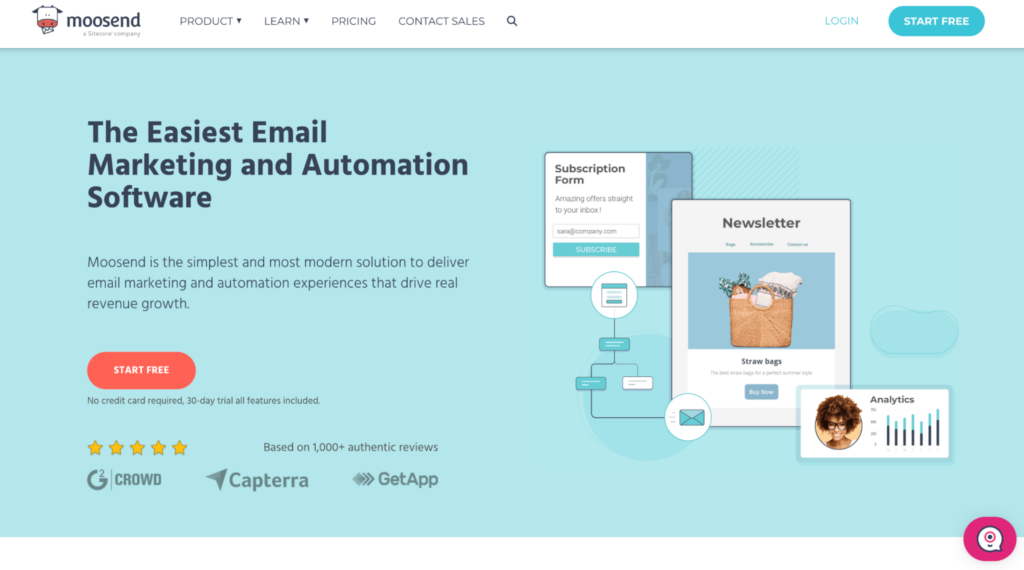 best email marketing platform for nonprofits by Moosend