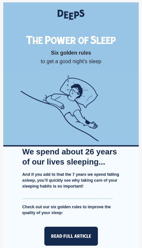 Better sleep newsletter example