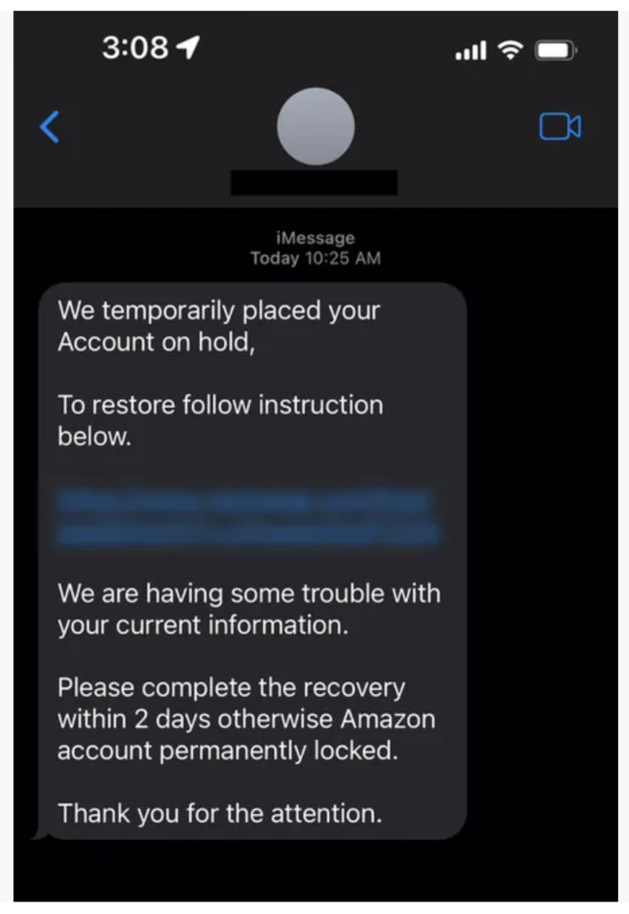 Amazon scam messages example